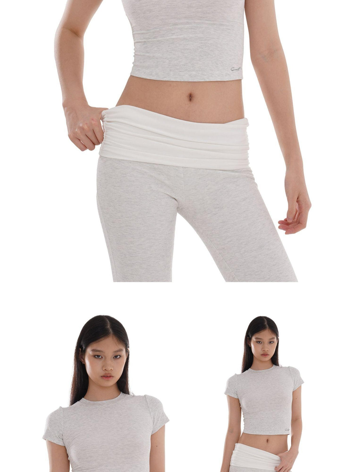 SweetChilling Heather Grey Mid Sleeve Hooded Women&