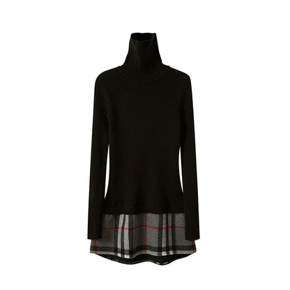 SweetChilling_High_Neck_Fitted_Knit_Splice_Faux_Two_Piece_Women&