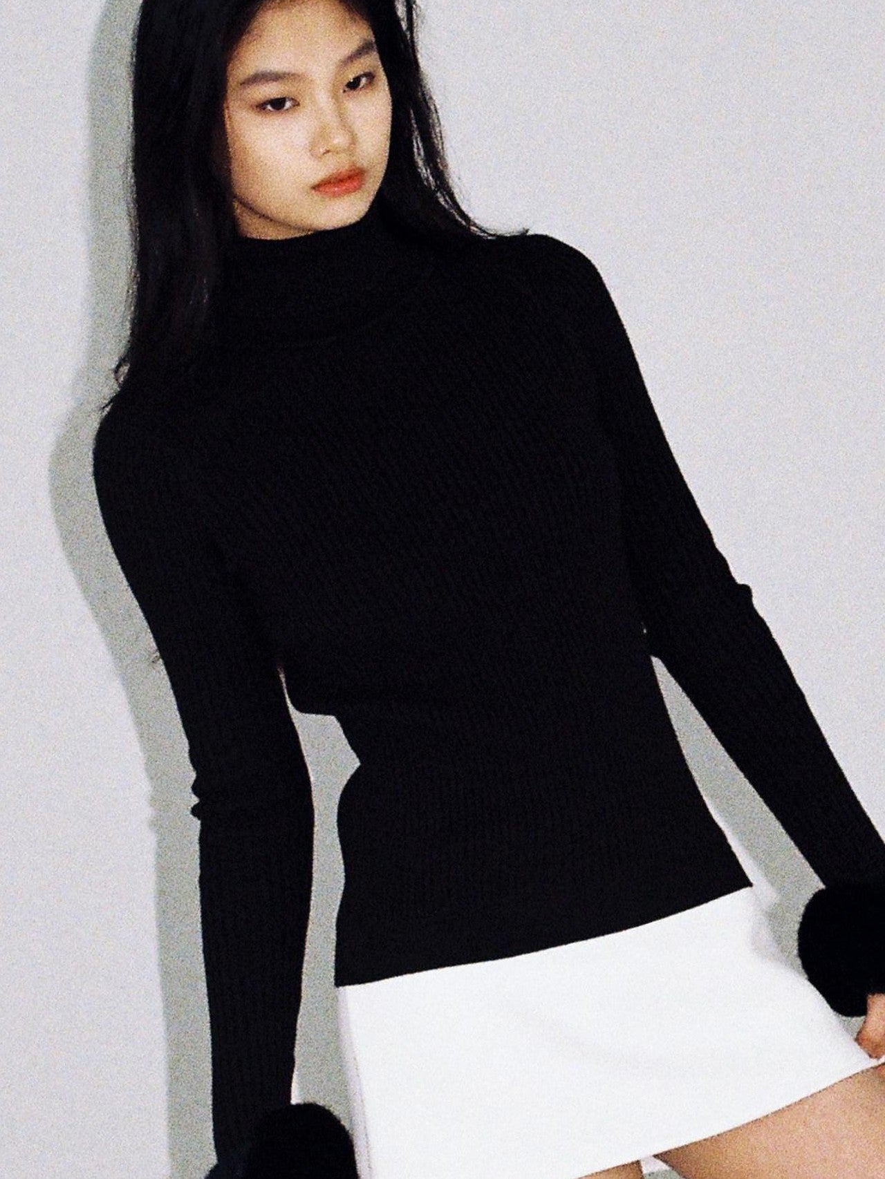 SweetChilling High Neck Fitted Knit Splice Faux Two Piece Women&