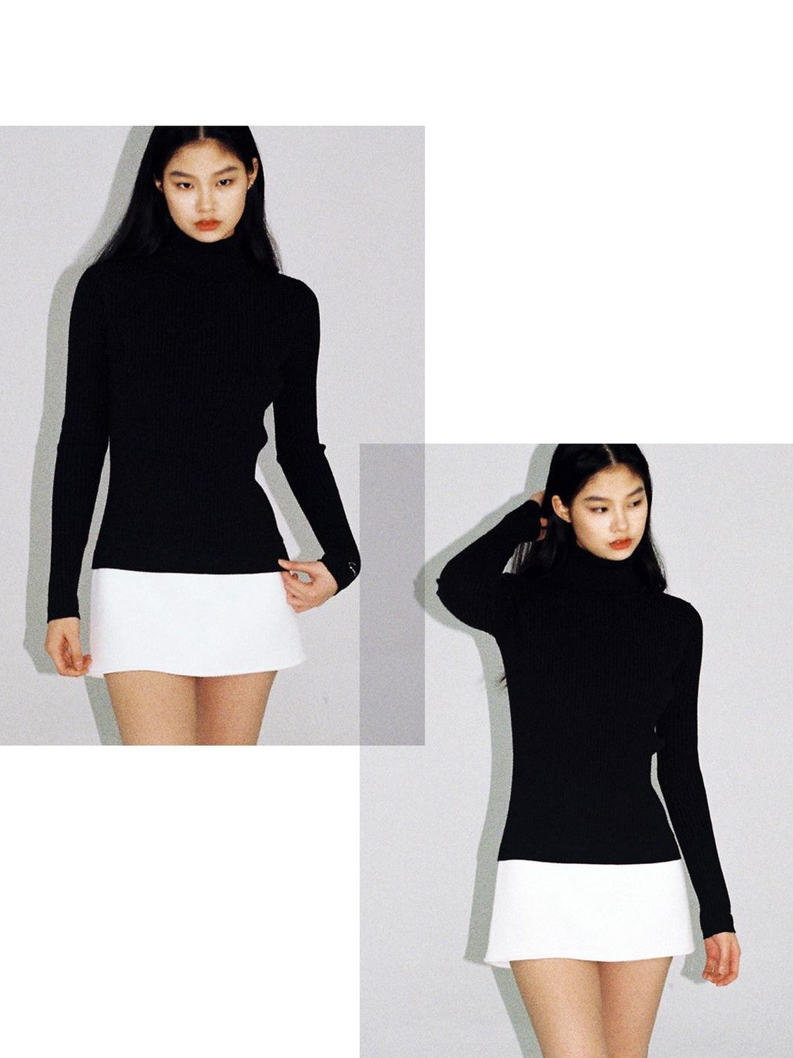 SweetChilling High Neck Fitted Knit Splice Faux Two Piece Women&
