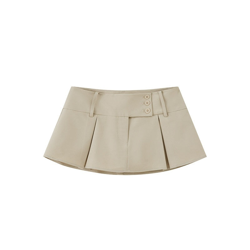 SweetChilling Khaki Casual Pressed Pleat Low Waist Women&