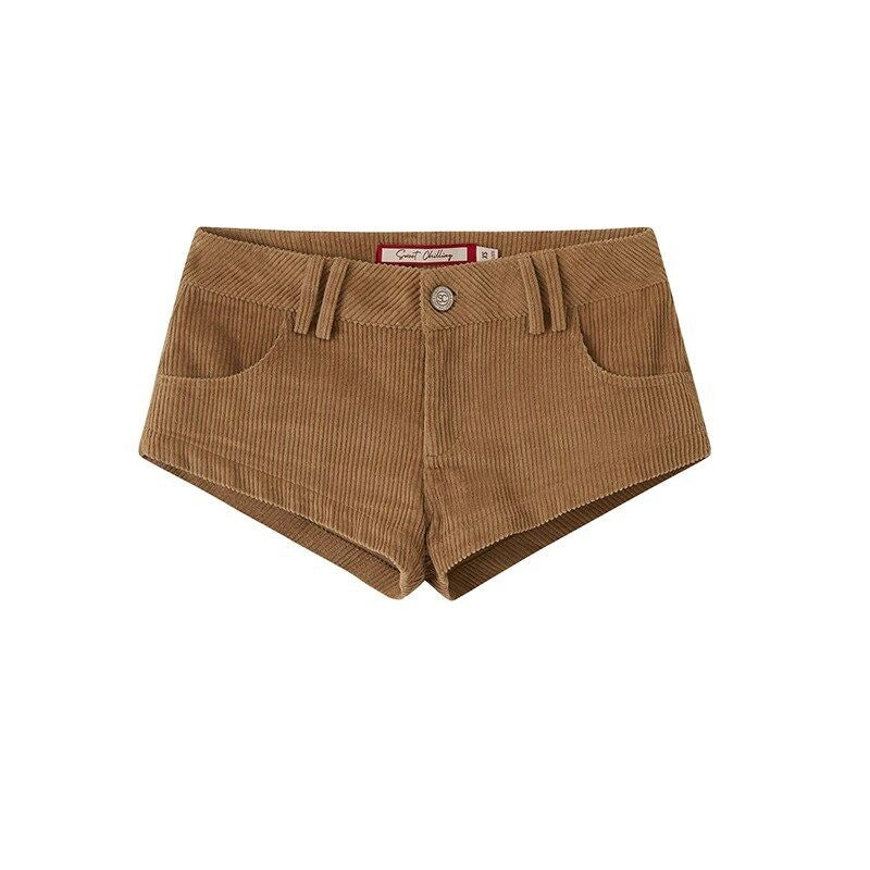 SweetChilling Khaki Corduroy Casual Slim Fit Women&