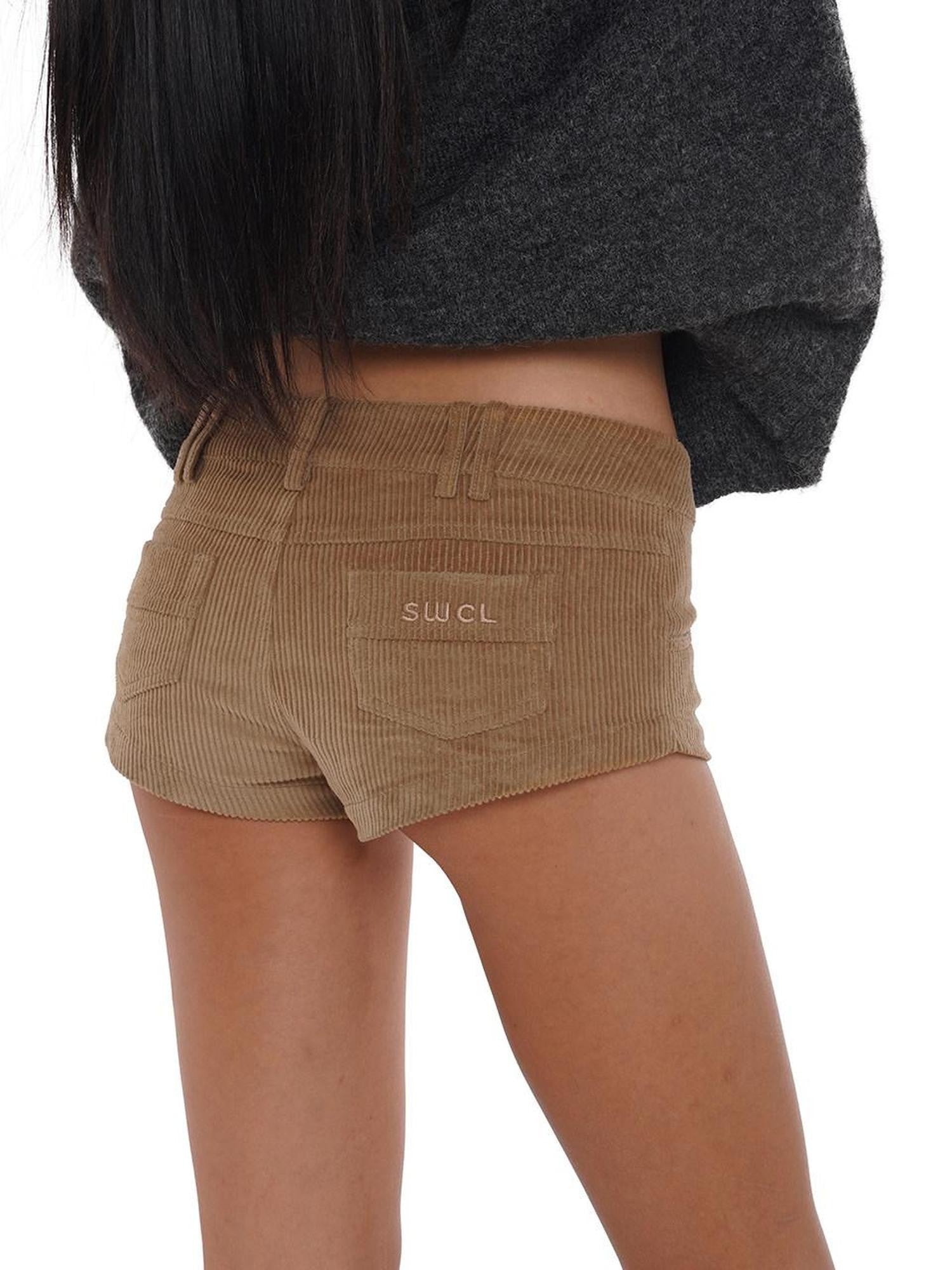 SweetChilling Khaki Corduroy Casual Slim Fit Women&