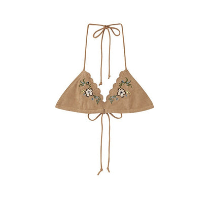 SweetChilling_Khaki_Embroidered_Faux_Suede_Vest_Hotpants_Women&
