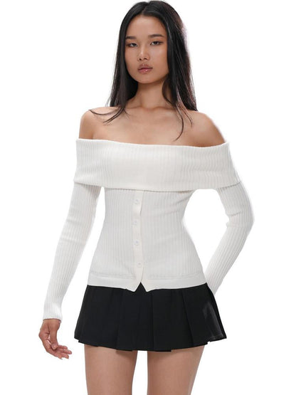 SweetChilling Knit Spliced Pleated Slim Women&