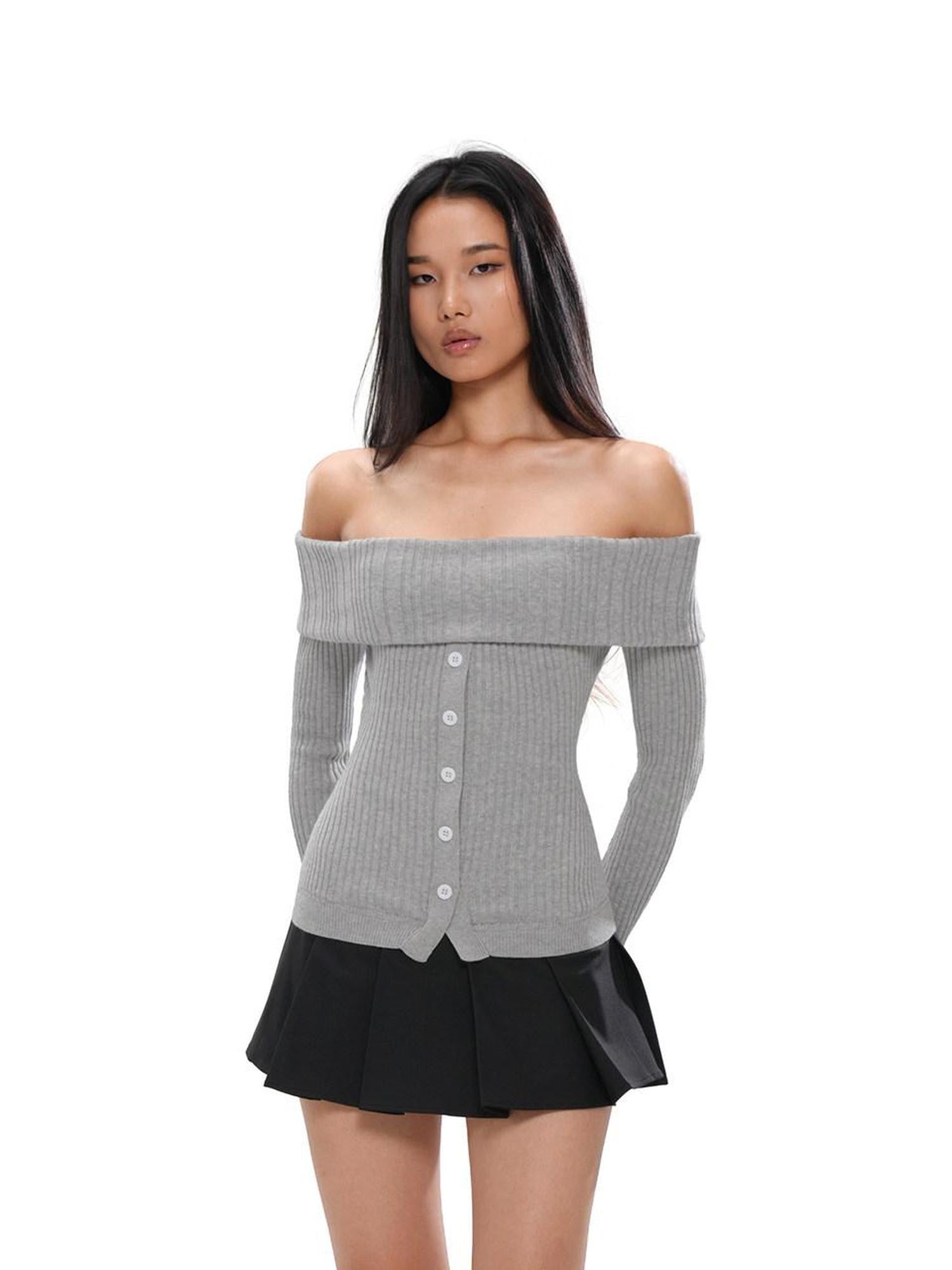 SweetChilling Knit Spliced Pleated Slim Women&