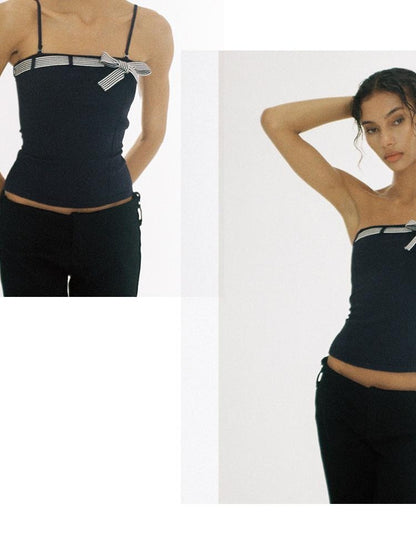 SweetChilling Knitted Bow Detachable Strapless Women&