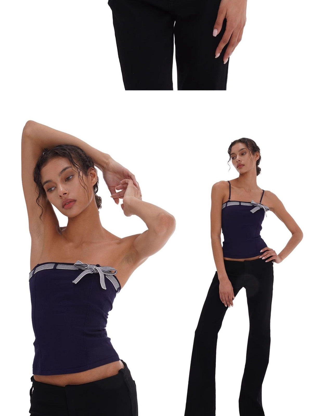 SweetChilling Knitted Bow Detachable Strapless Women&