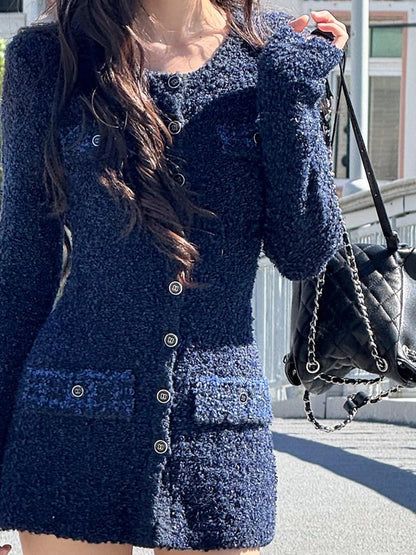 SweetChilling Knitted Long Sleeve Round Neck Women&