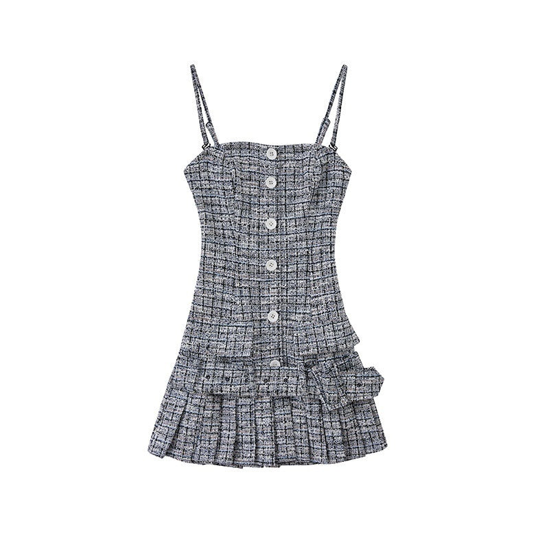 SweetChilling Knitted Tweed Pleated High Waist Women&