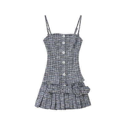 SweetChilling Knitted Tweed Pleated High Waist Women&
