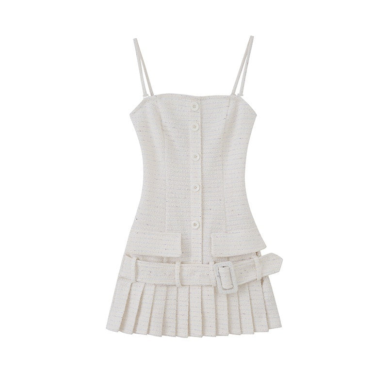 SweetChilling Knitted Tweed Pleated High Waist Women&