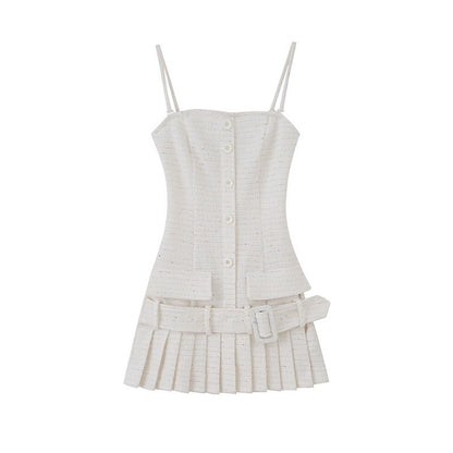 SweetChilling Knitted Tweed Pleated High Waist Women&