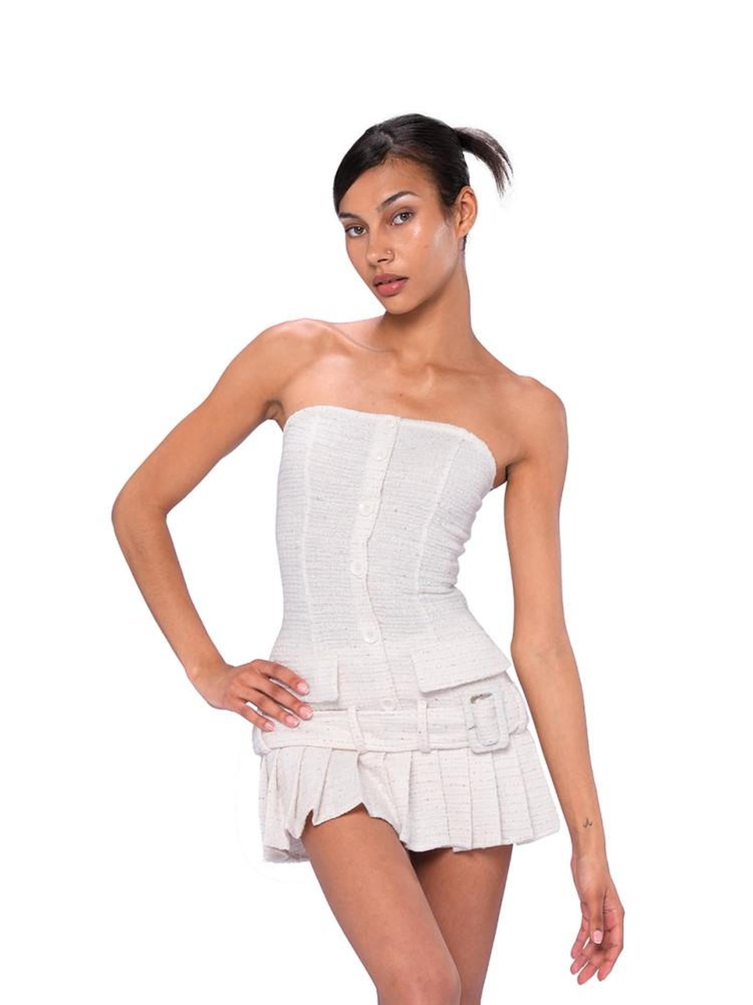 SweetChilling Knitted Tweed Pleated High Waist Women&
