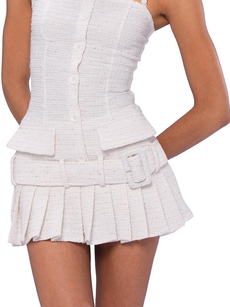 SweetChilling Knitted Tweed Pleated High Waist Women&
