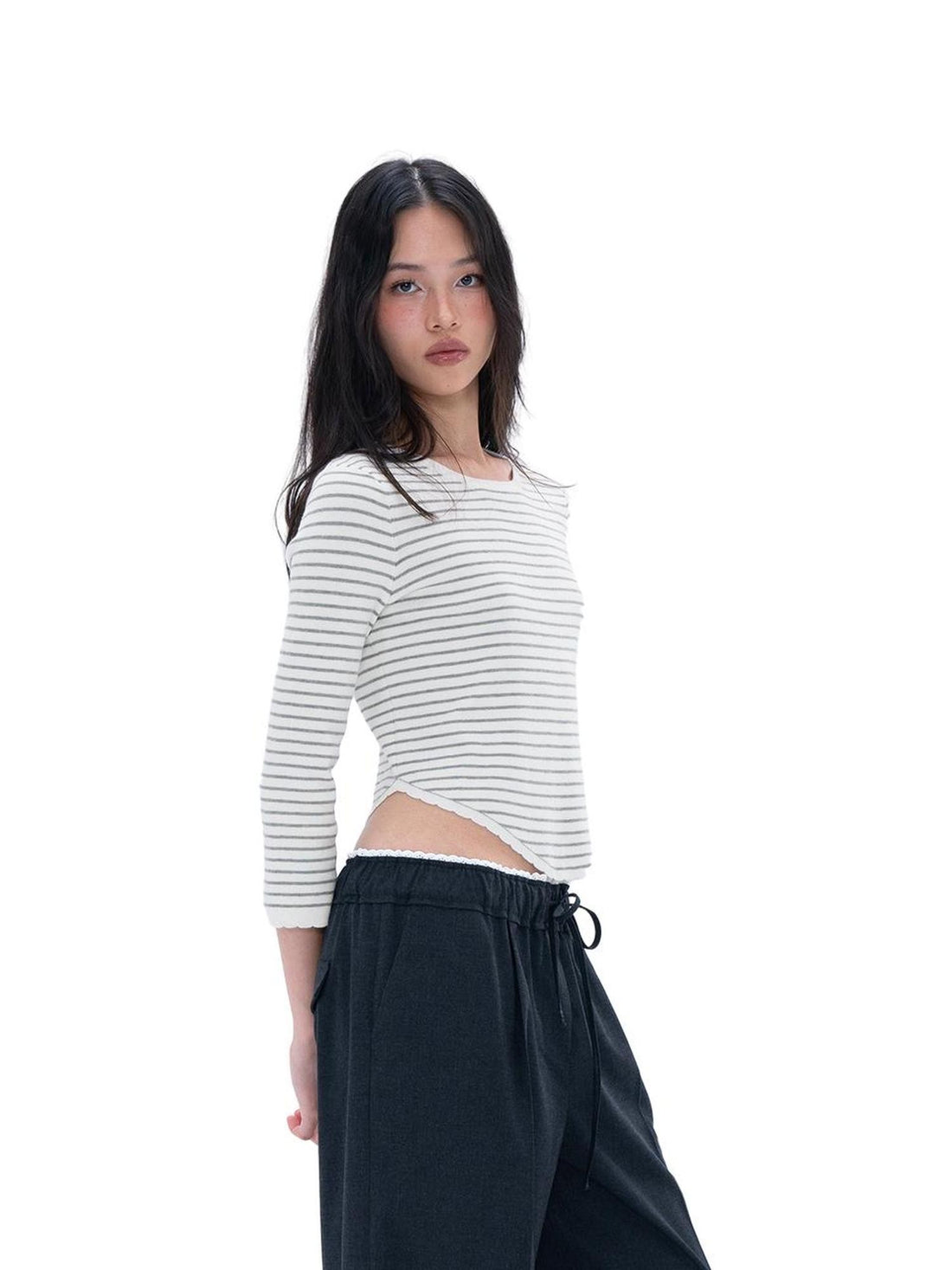 SweetChilling Lace Spliced Belted Straight Leg Women&