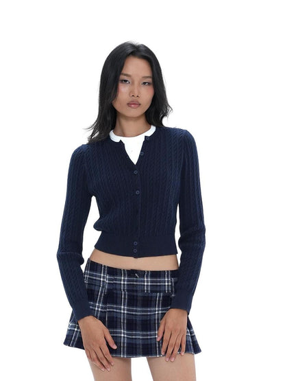 SweetChilling Layered Cable Knit Faux Two-piece Women&