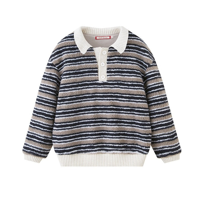 SweetChilling_Layered_Fleece_Polo_Striped_Women&