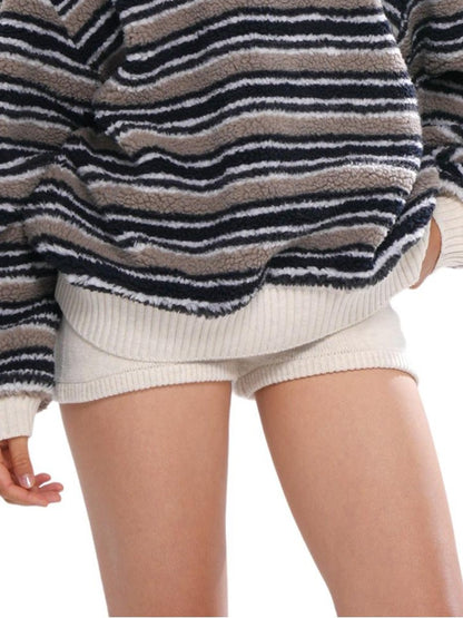 SweetChilling Layered Fleece Polo Striped Women&