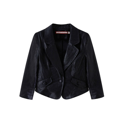 SweetChilling Letter Glossy Textured Cinched Pleated Low Rise Women&