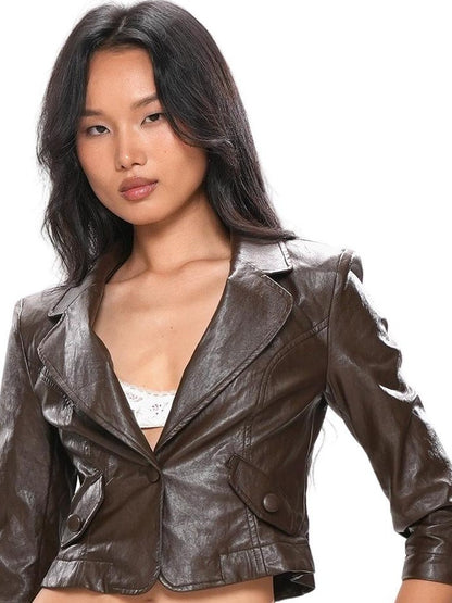 SweetChilling Letter Glossy Textured Cinched Pleated Low Rise Women&