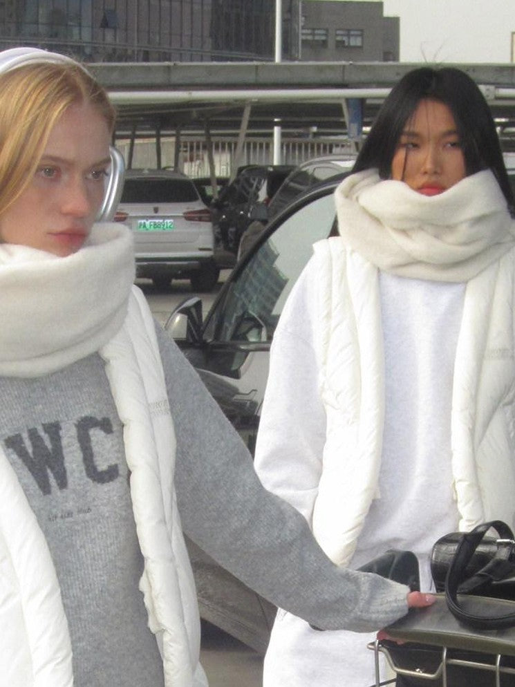 SweetChilling Light Gray Letter Jacquard Cable Knit Women&