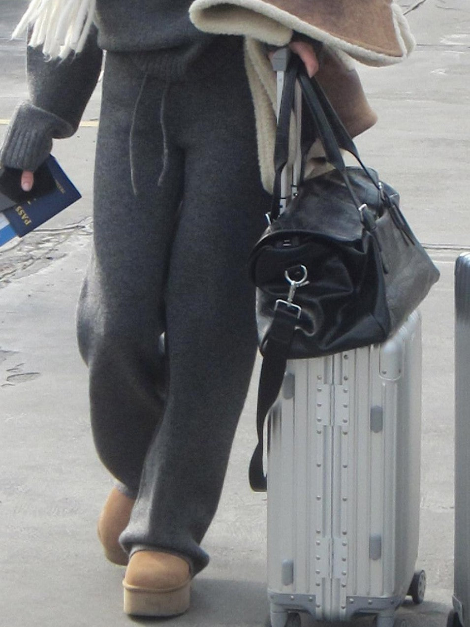 SweetChilling Light Gray Letter Jacquard Cable Knit Women&