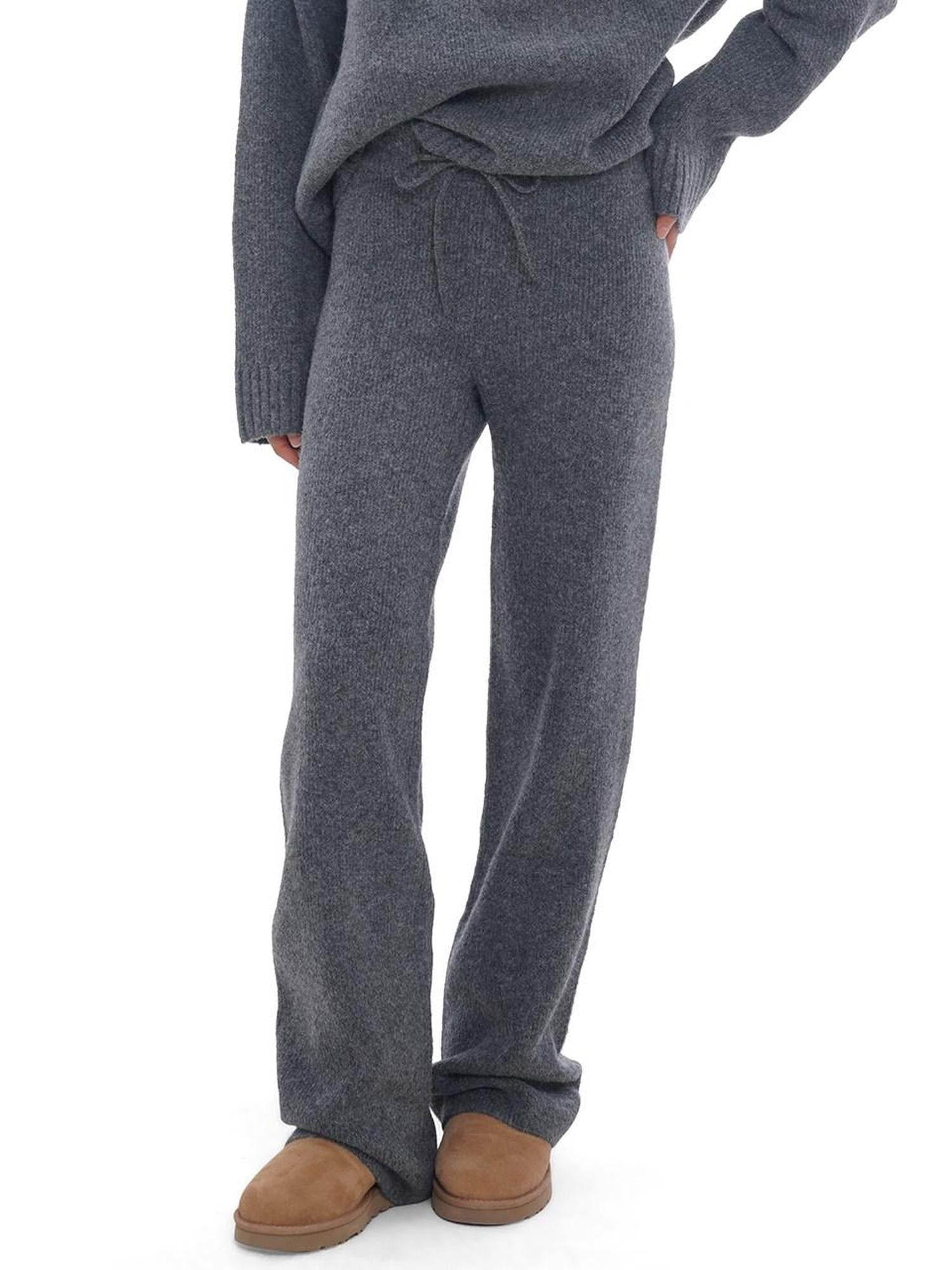 SweetChilling Light Gray Letter Jacquard Cable Knit Women&
