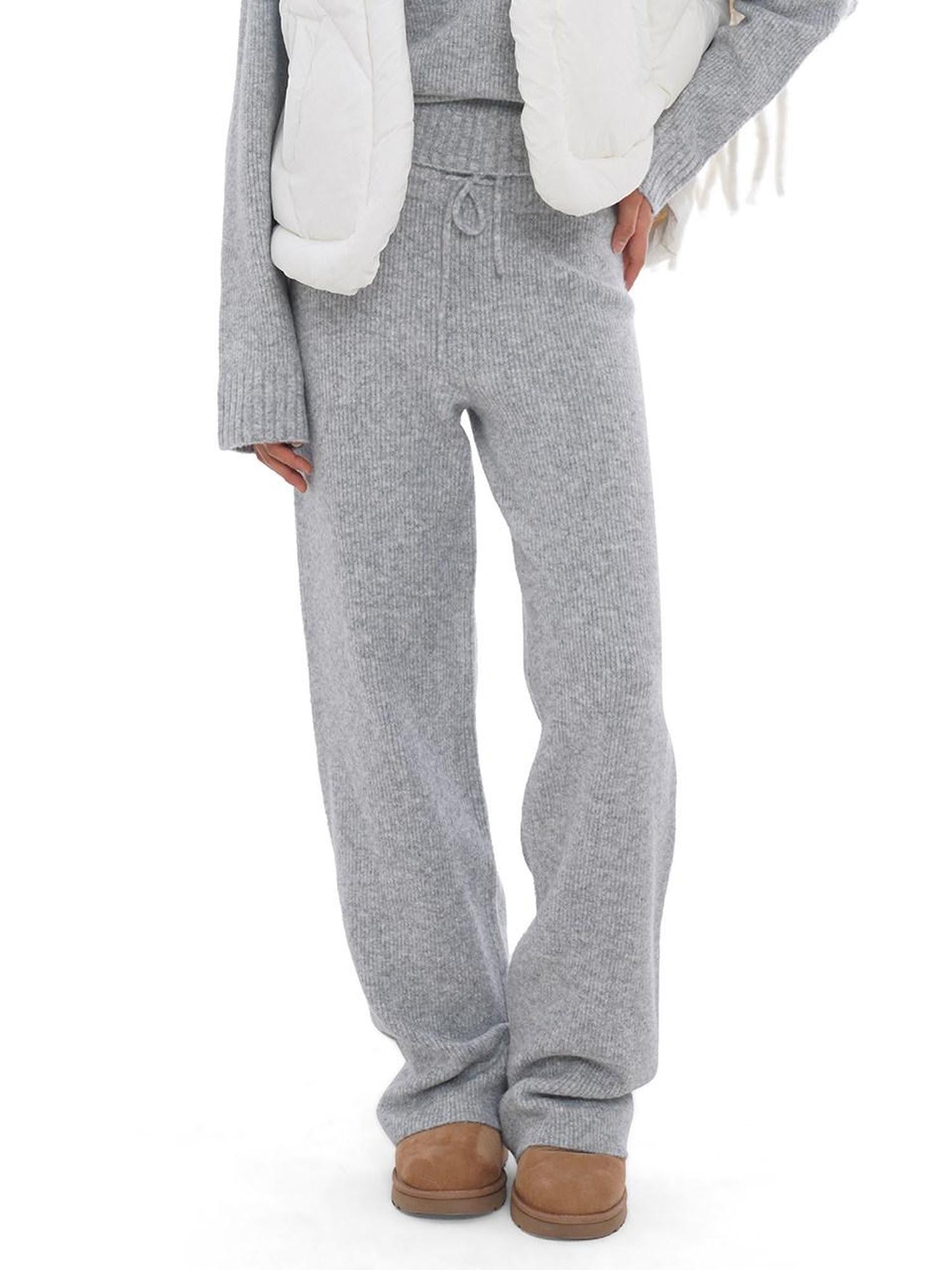 SweetChilling Light Gray Letter Jacquard Cable Knit Women&
