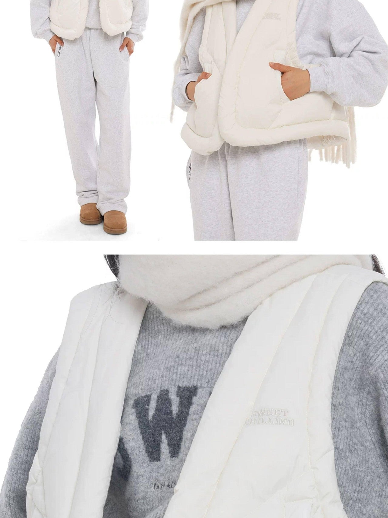 SweetChilling Lightweight Quilted Mini V-neck Short Loose Women&