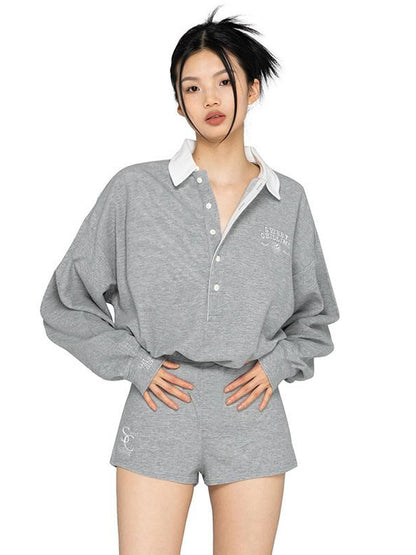SweetChilling Loose Fit Long Sleeve Polo Women&