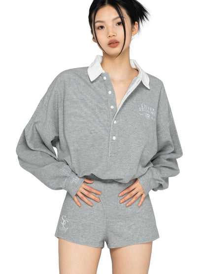 SweetChilling Loose Fit Long Sleeve Polo Women&