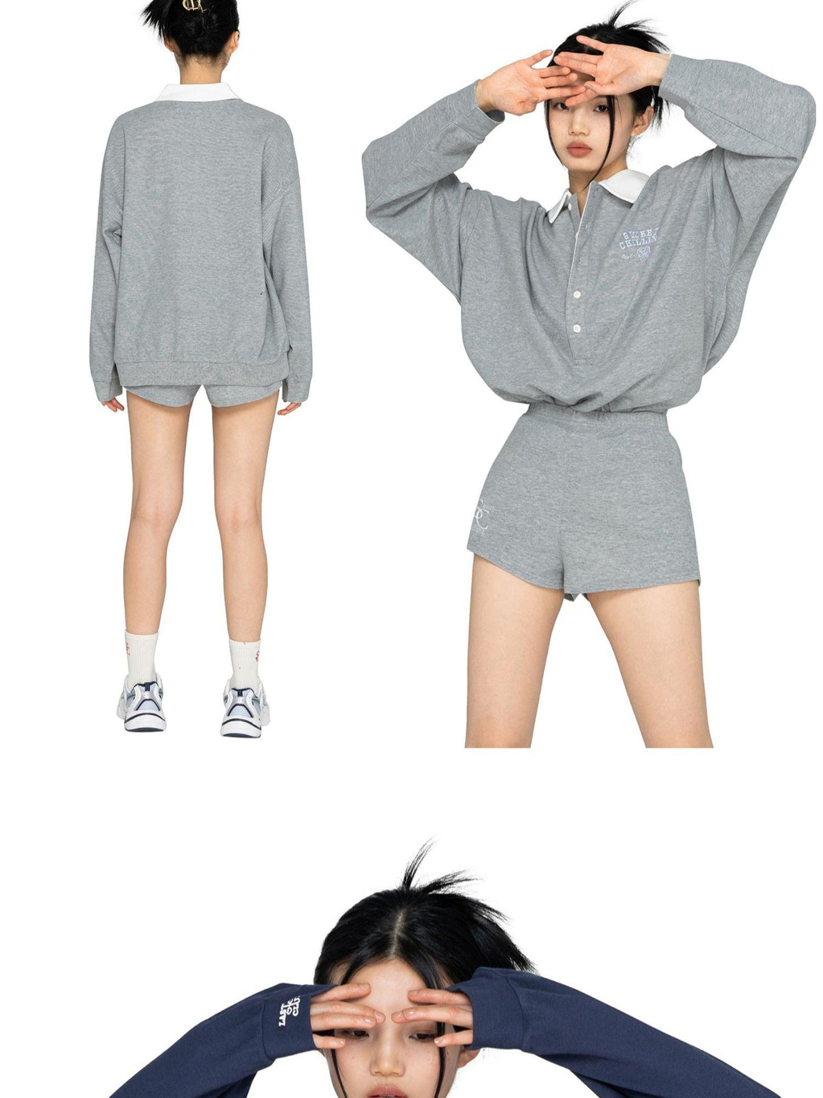 SweetChilling Loose Fit Long Sleeve Polo Women&