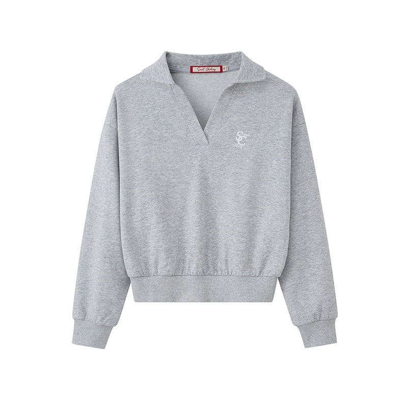 SweetChilling_Loose_Polo_Collar_Embroidered_Logo_Cotton_Women&