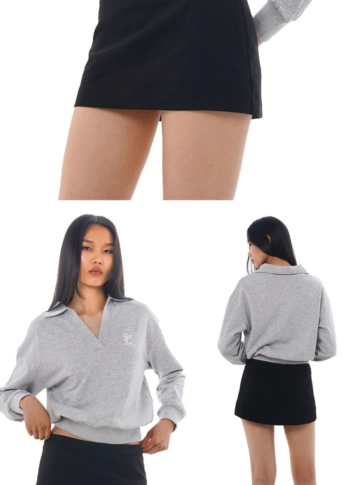 SweetChilling Loose Polo Collar Embroidered Logo Cotton Women&