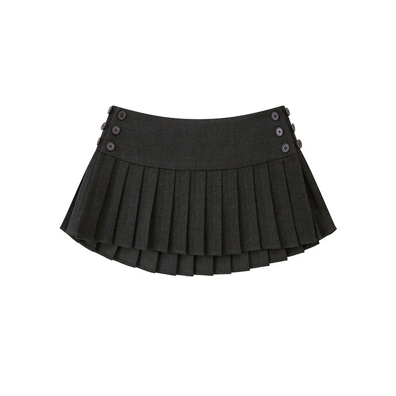 SweetChilling_Maroon_Check_Pleated_Low_Waist_Adjustable_Women&