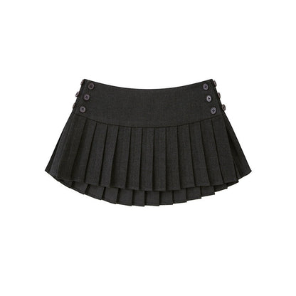 SweetChilling_Maroon_Check_Pleated_Low_Waist_Adjustable_Women&