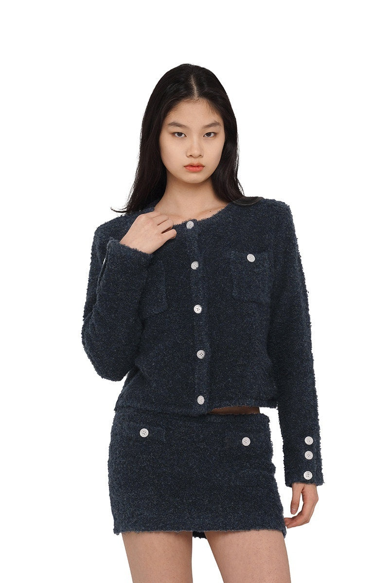 SweetChilling_Navy_Contrast_Button_Boucle_Cardigan_Women&