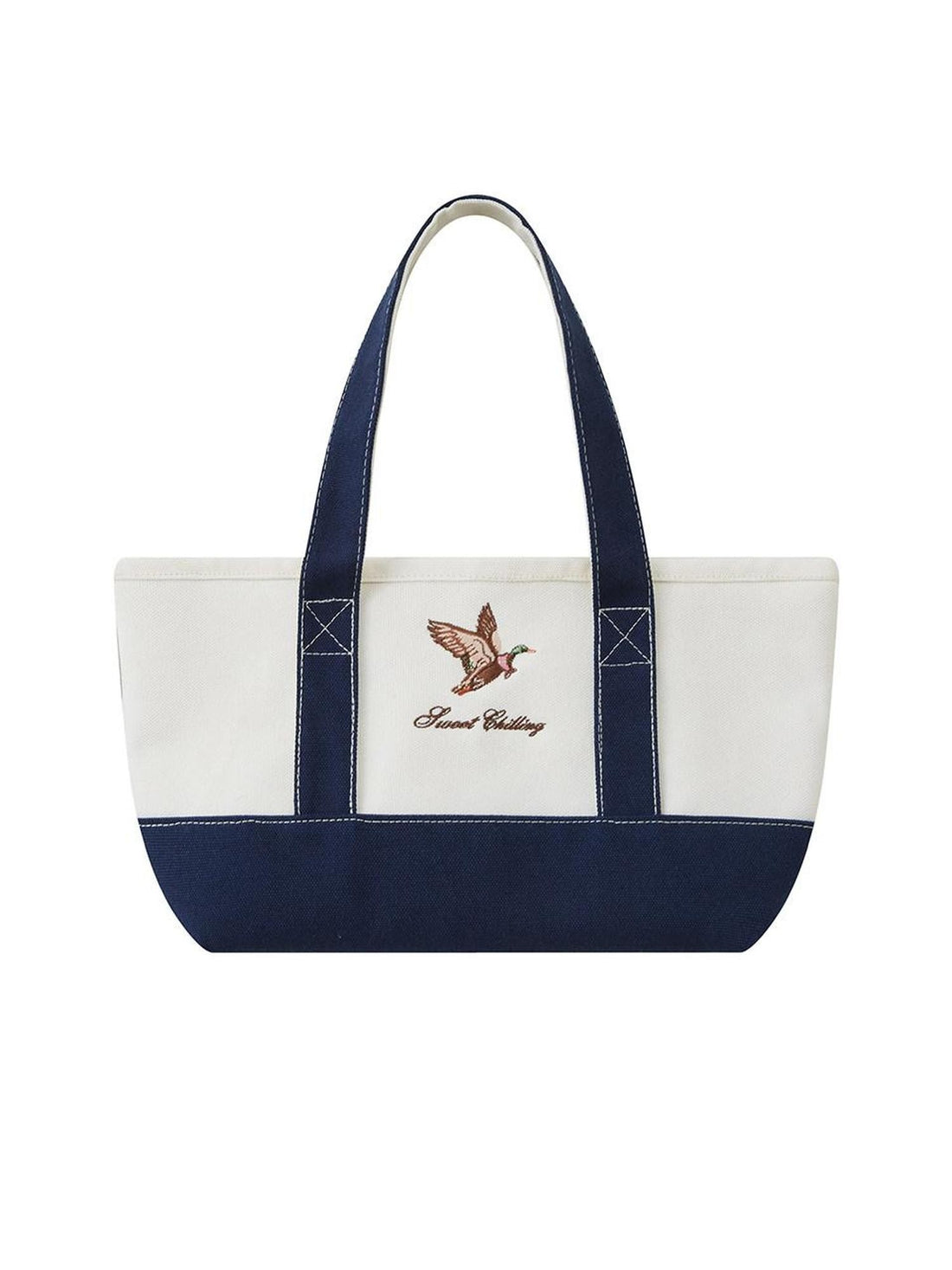 SweetChilling Navy Mallard Embroidered Farmhouse Tote Women&