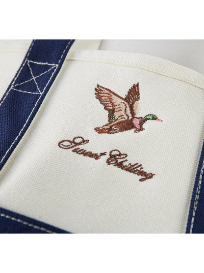 SweetChilling Navy Mallard Embroidered Farmhouse Tote Women&