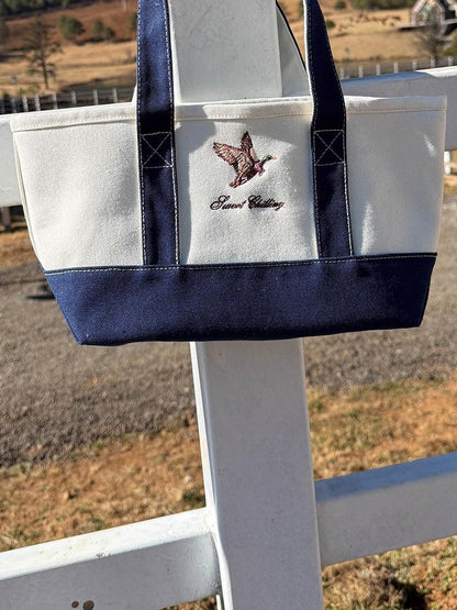 SweetChilling Navy Mallard Embroidered Farmhouse Tote Women&