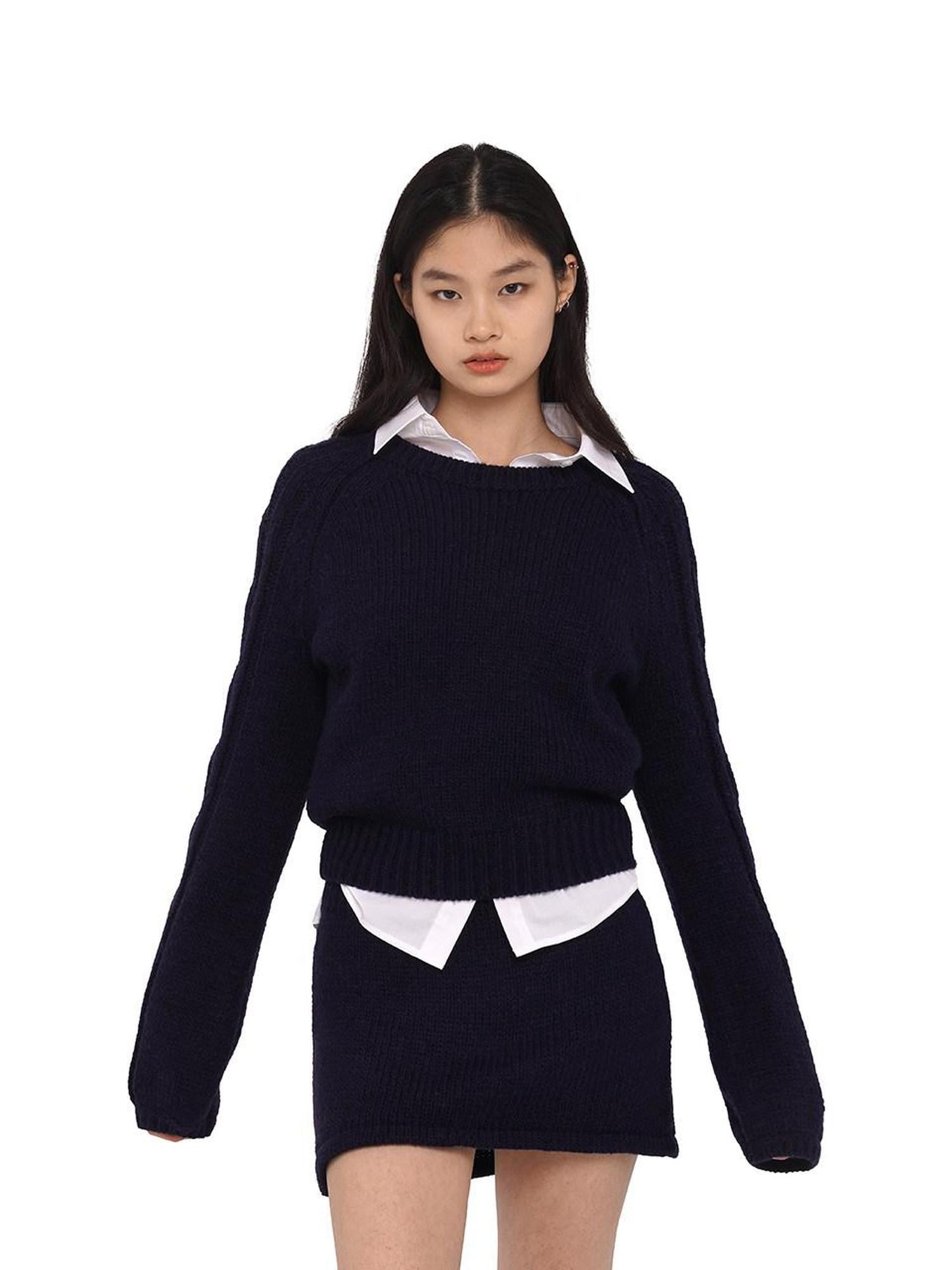 SweetChilling Navy Pullover Raglan Sleeve Women&