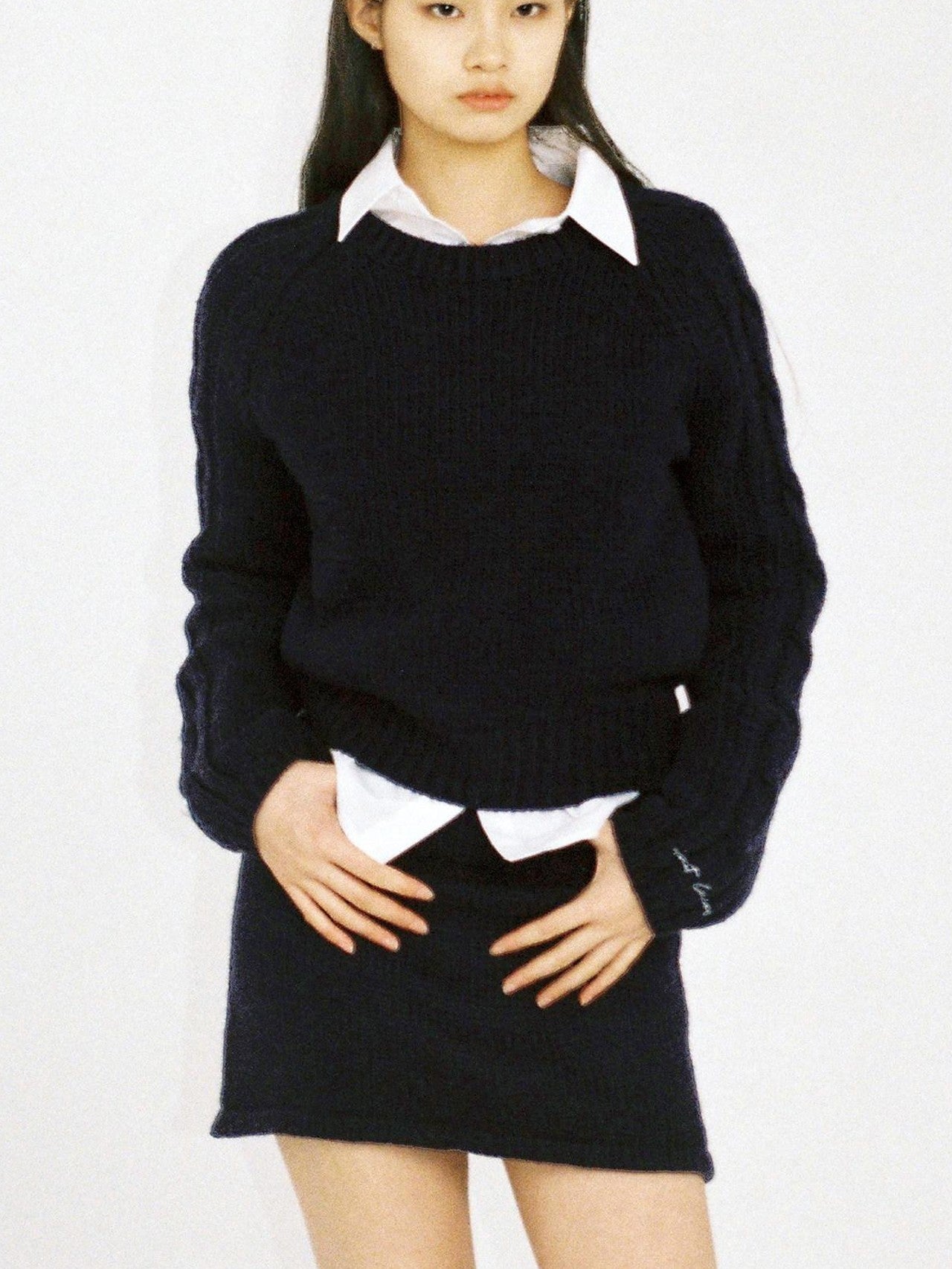SweetChilling Navy Pullover Raglan Sleeve Women&