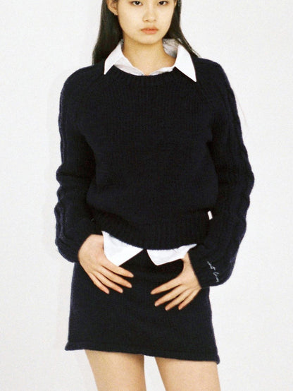 SweetChilling Navy Pullover Raglan Sleeve Women&