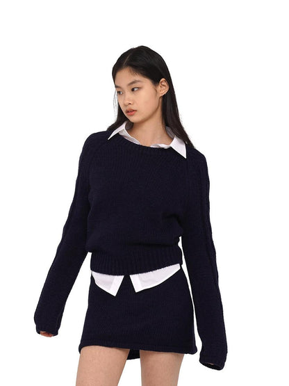 SweetChilling Navy Pullover Raglan Sleeve Women&
