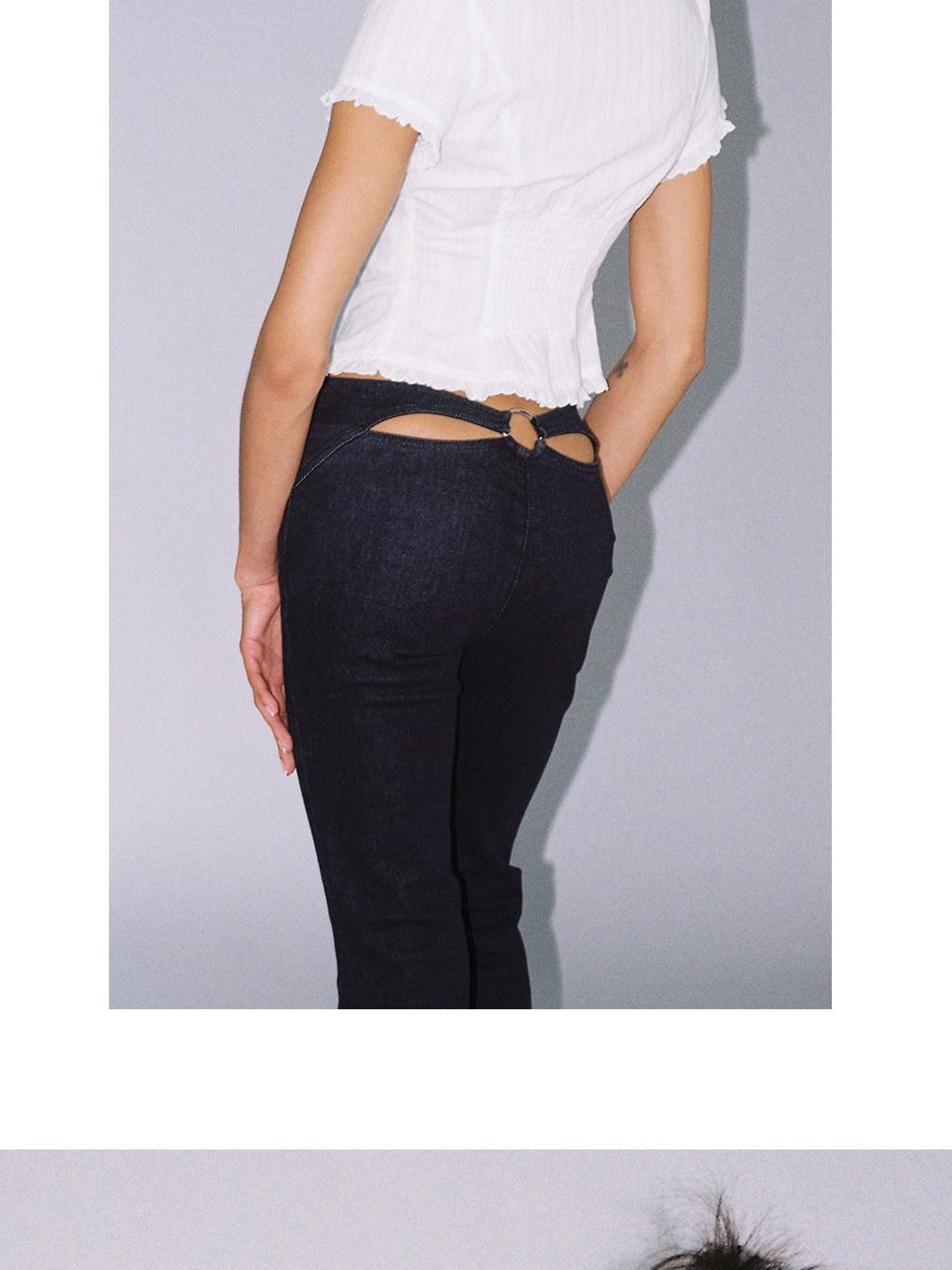 SweetChilling Navy Waist Cinched Fitted Shirt College Style Women&