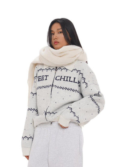 SweetChilling Nordic Logo Jacquard Knit Embroidered Women&