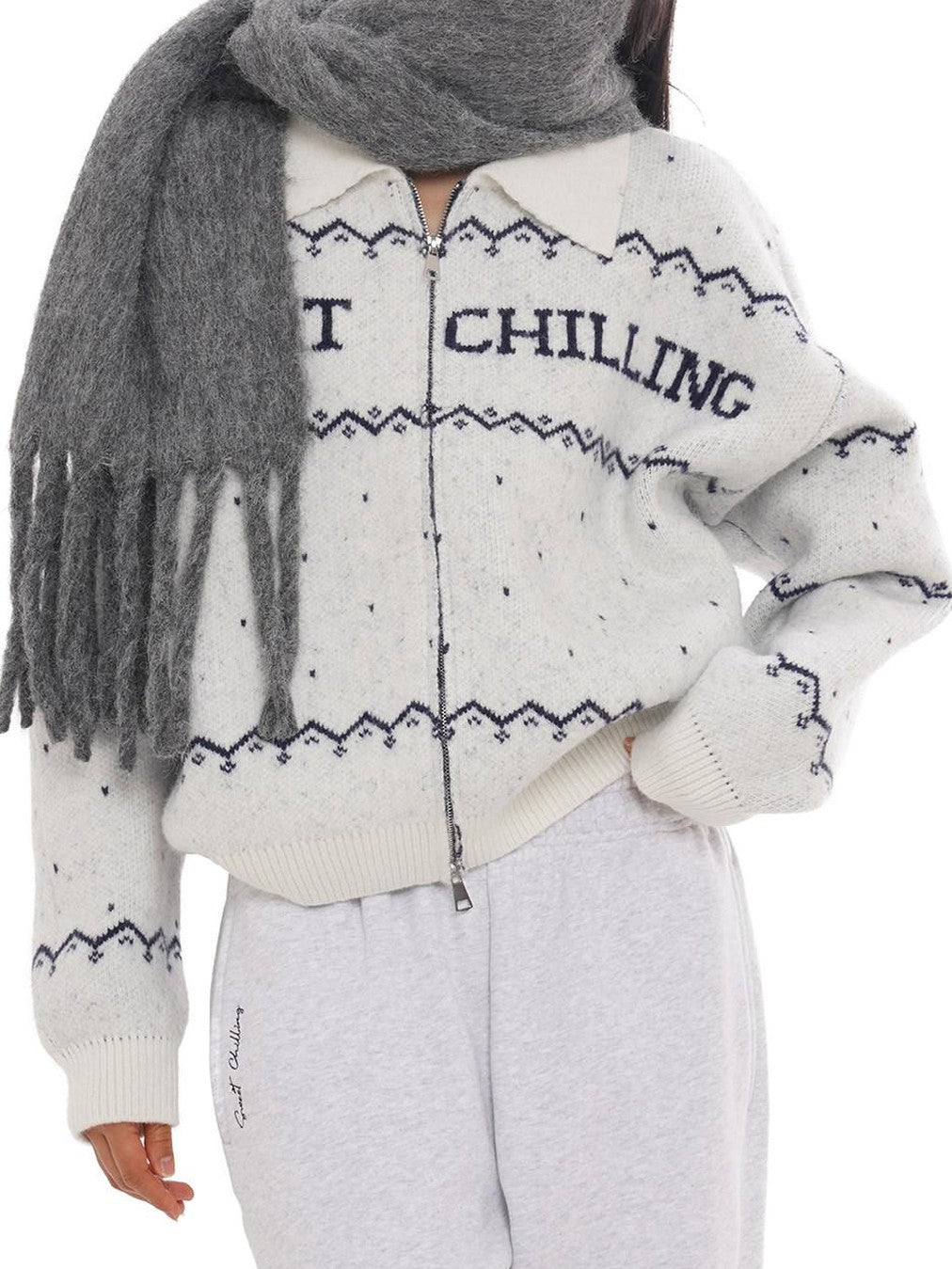 SweetChilling Nordic Logo Jacquard Knit Embroidered Women&