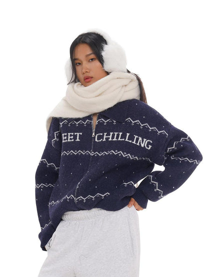SweetChilling Nordic Logo Jacquard Knit Embroidered Women&