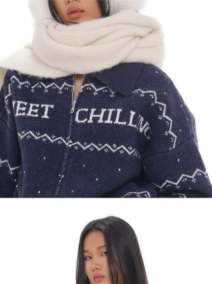 SweetChilling Nordic Logo Jacquard Knit Embroidered Women&